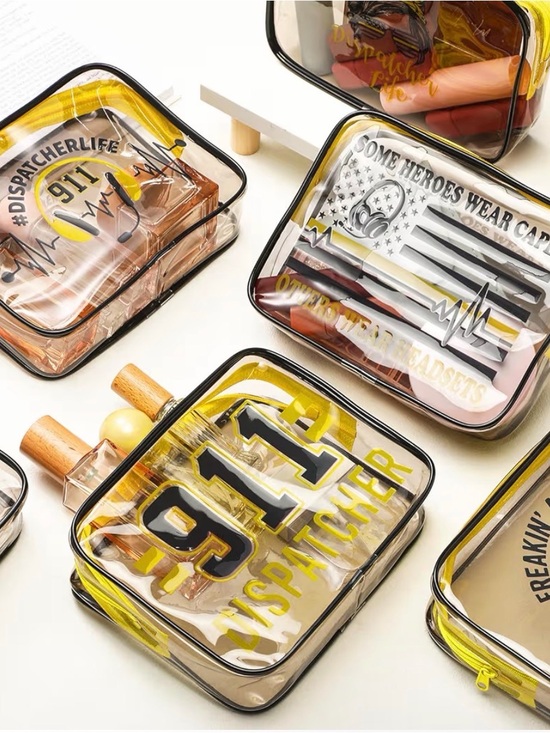 Handbags - 911 Emergency Dispatcher Gift 💛 Clear PVC Makeup Bag Cosmetics Case